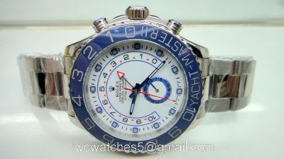 Rolex Yacht-Master II Watch SS White Face Blue Ceramic bezel watch 44mm watches