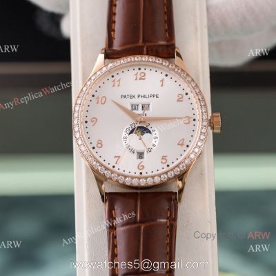 Swiss Quality Patek Philippe Calatrava Annual Calendar Silver Dial Rose Gold Watches watches