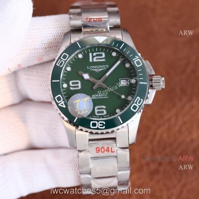 Top Copy Longines Hydroconquest Green Dial 904L Stainless Steel Watch 41mm For Men watches