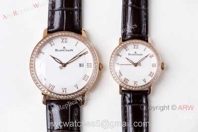 Swiss Grade 1 Blancpain Villeret Ultraplate Replica Watch Rose Gold Diamond Lovers watch watches