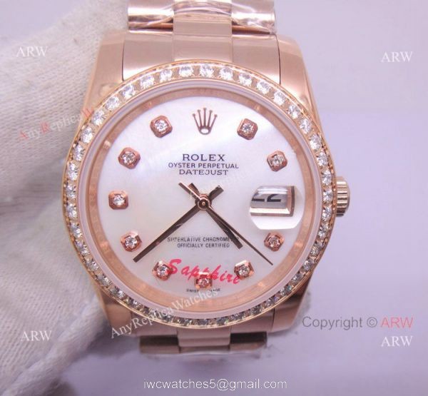 Rose Gold Diamond Bezel Rolex Replica Datejust Watch 36mm Rose Gold Diamond Bezel Rolex Replica Datejust Watch 36mm