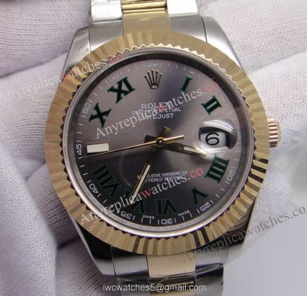 NEW UPGRADED Rolex Datejust II 2-Tone Gray Face Green Roman DJII 41mm Watch NEW UPGRADED Rolex Datejust II 2-Tone Gray Face Green Roman DJII 41mm Watch