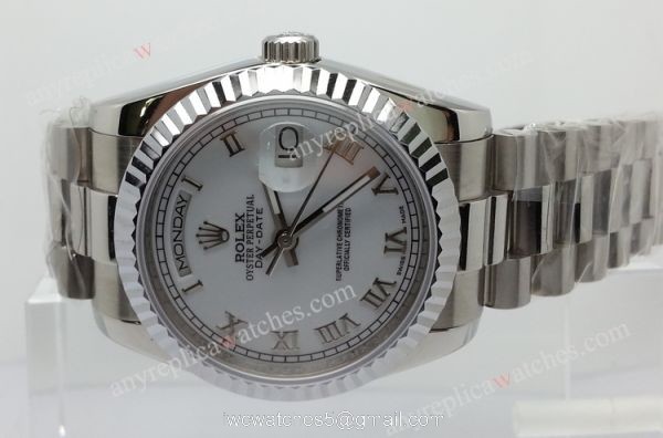 Rolex Day-Date Polished Stainless Steel White Dial Mens Replica Watch Rolex Day-Date Polished Stainless Steel White Dial Mens Replica Watch