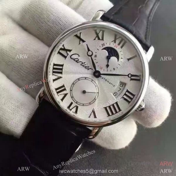 Copy Swiss Cartier Louis Moon Phase Watch SS Smooth Bezel Copy Swiss Cartier Louis Moon Phase Watch SS Smooth Bezel