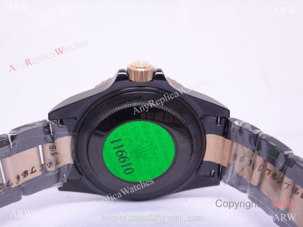 Solid Black Rolex Submariner 2 Tone Rose Gold Bracelet Men Watch Solid Black Rolex Submariner 2 Tone Rose Gold Bracelet Men Watch