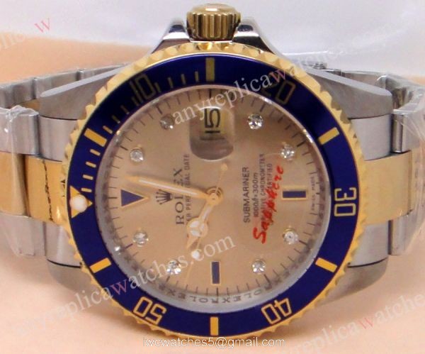 Classic Model Rolex 2-Tone Silver Diamond Face w/Blue Bezel Mens Watch Classic Model Rolex 2-Tone Silver Diamond Face w/Blue Bezel Mens Watch