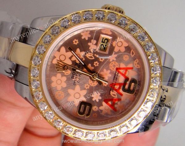 Replica ROLEX Datejust 2-Tone Pink Flower Diamond Ladies Watch Replica ROLEX Datejust 2-Tone Pink Flower Diamond Ladies Watch