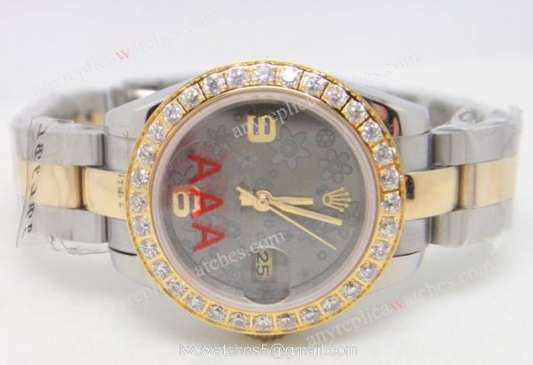 Replica Rolex Lady Datejust 26mm 2-Tone Gray Flower Diamond Watch Replica Rolex Lady Datejust 26mm 2-Tone Gray Flower Diamond Watch