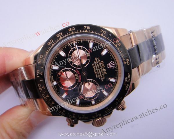 Replica Rolex Daytona Rose Gold Case Black Face Watch for Perfect Gift Replica Rolex Daytona Rose Gold Case Black Face Watch for Perfect Gift