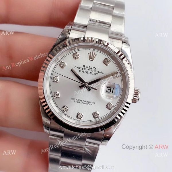 (EW)Rolex EW Factory Datejust 36mm Watch Stainless Steel Silver Diamond Dial (EW)Rolex EW Factory Datejust 36mm Watch Stainless Steel Silver Diamond Dial
