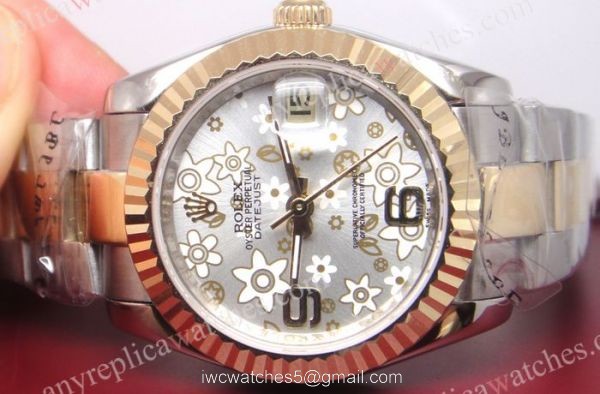 Rolex Datejust Fake Watch: Two Tone Silver Flower Face 36mm Mens Watch Rolex Datejust Fake Watch: Two Tone Silver Flower Face 36mm Mens Watch