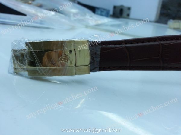 Rolex Datejust Watch / Gold Case Brown Leather Strap Rolex Datejust Watch / Gold Case Brown Leather Strap