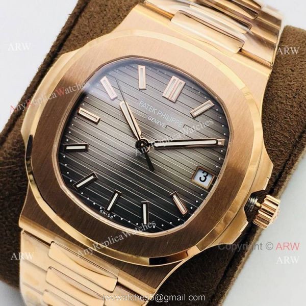 PPF V4 Patek Philippe Nautilus Gray Dial Rose Gold Watch Swiss Grade 1 PPF V4 Patek Philippe Nautilus Gray Dial Rose Gold Watch Swiss Grade 1