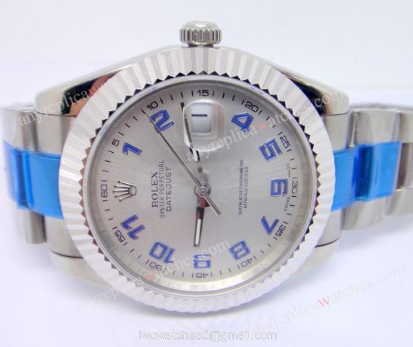 Rolex Datejust II Watch 41mm SS Silver Blue Arabic Swiss Replica Rolex Datejust II Watch 41mm SS Silver Blue Arabic Swiss Replica