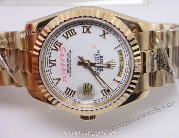 Replica Rolex Day-date Yellow Gold Watch White Face Replica Rolex Day-date Yellow Gold Watch White Face
