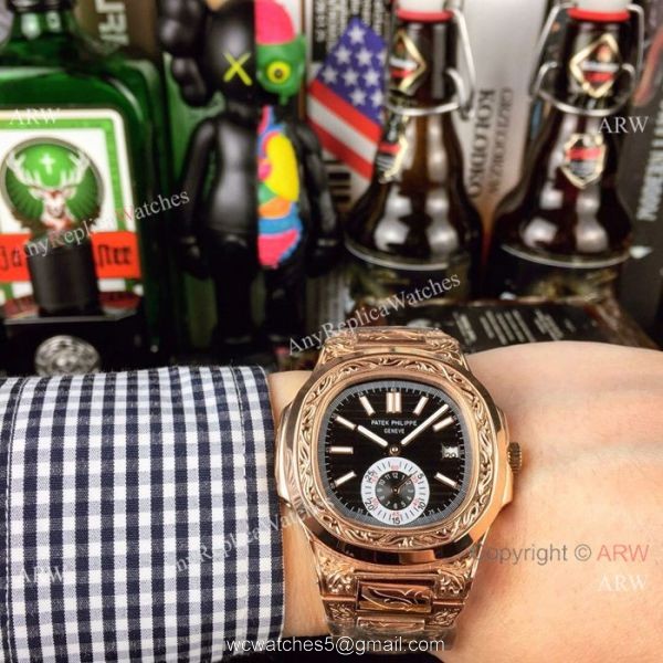 New Copy Patek Philippe Engraving Nautilus Rose Gold Dial Men Wristwatch New Copy Patek Philippe Engraving Nautilus Rose Gold Dial Men Wristwatch