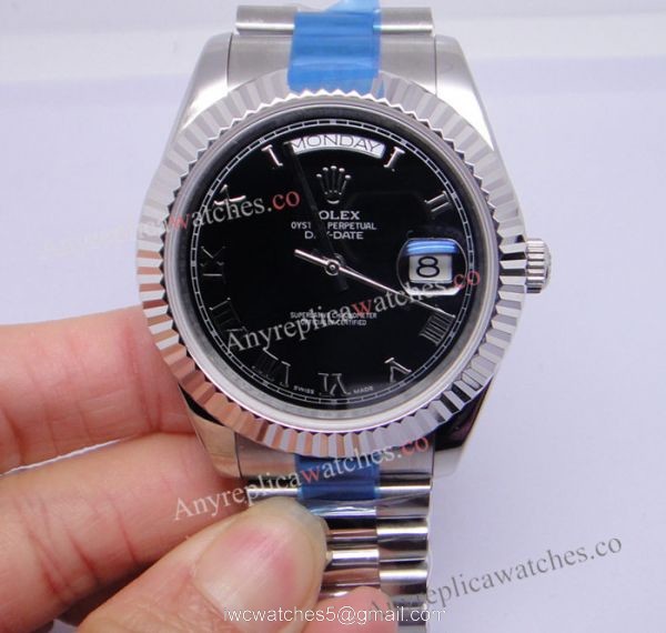 BP Factory Rolex Day-date II 41 Watch Replica Stianless Steel Black Roman BP Factory Rolex Day-date II 41 Watch Replica Stianless Steel Black Roman
