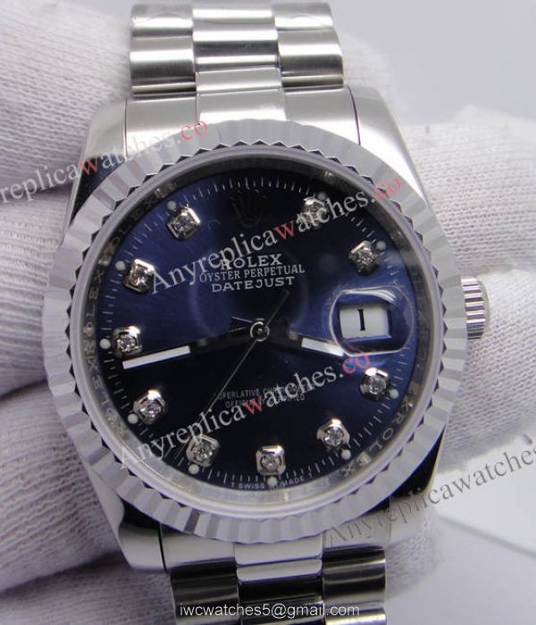 Rolex Datejust Stainless Steel Daimond Markers Blue Face Replica Watch Rolex Datejust Stainless Steel Daimond Markers Blue Face Replica Watch