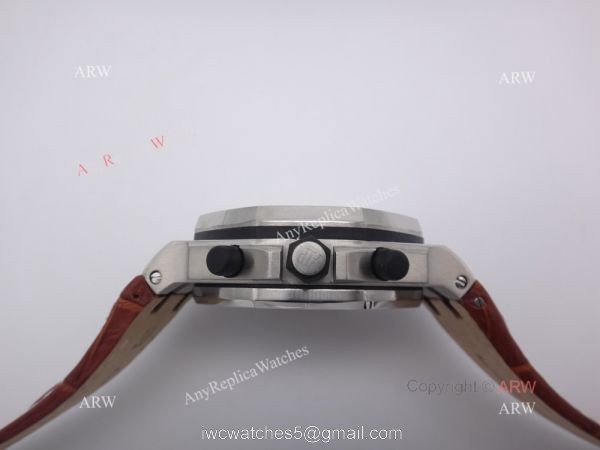 Cheap Audemars Piguet Replica Watches Royal Oak SS White Chronograph Brown Leather Band Cheap Audemars Piguet Replica Watches Royal Oak SS White Chronograph Brown Leather Band