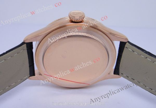 Rolex Geneve Cellini Time Watch Replica Rose Gold Black Face Black Leather Rolex Geneve Cellini Time Watch Replica Rose Gold Black Face Black Leather