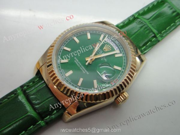 Rose Gold Green Face Rolex Replica Day Date Watch 36mm Rose Gold Green Face Rolex Replica Day Date Watch 36mm