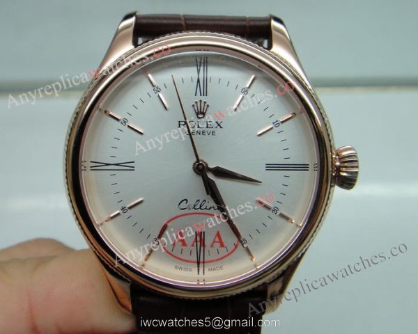 Replica Rolex Cellini Rose Gold White Face Brown Strap Watch Replica Rolex Cellini Rose Gold White Face Brown Strap Watch