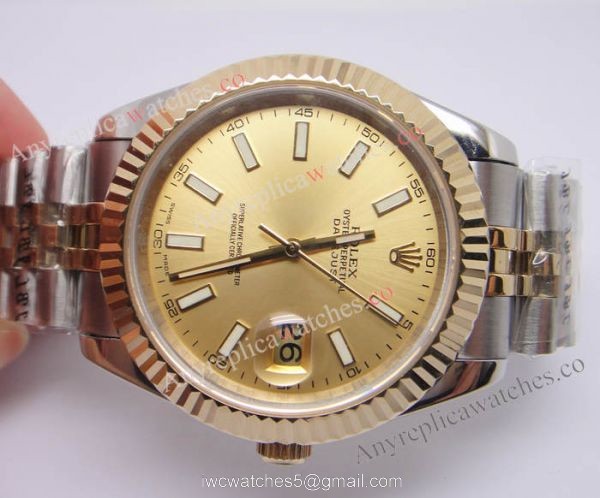 (EW) Clone Swiss ETA3255 Replica Rolex Datejust II Watch 2-Tone Jubilee Band Gold Dial 41mm (EW) Clone Swiss ETA3255 Replica Rolex Datejust II Watch 2-Tone Jubilee Band Gold Dial 41mm
