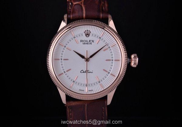 Rolex Cellini Time Rose Gold White Face Brown Strap Rolex Geneve Fake Watch Rolex Cellini Time Rose Gold White Face Brown Strap Rolex Geneve Fake Watch
