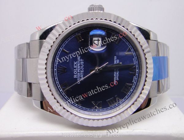 Replica Rolex Datejust II Blue Roman Dial Fluted Bezel Watch Replica Rolex Datejust II Blue Roman Dial Fluted Bezel Watch