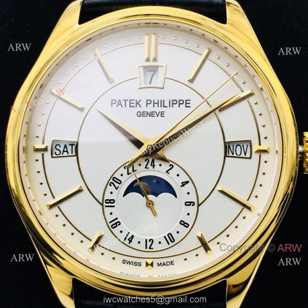 PPF Swiss Patek Philippe Annual Calendar Complications watch Gold and White PPF Swiss Patek Philippe Annual Calendar Complications watch Gold and White