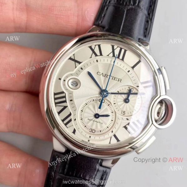 Swiss Replica Cartier Chronograph White Dial Watch 44mm Swiss Replica Cartier Chronograph White Dial Watch 44mm