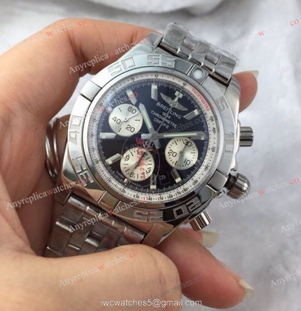 Swiss Replica Breitling Chronomat 44 Watch SS Black Chronograph 7750 Automatic Swiss Replica Breitling Chronomat 44 Watch SS Black Chronograph 7750 Automatic