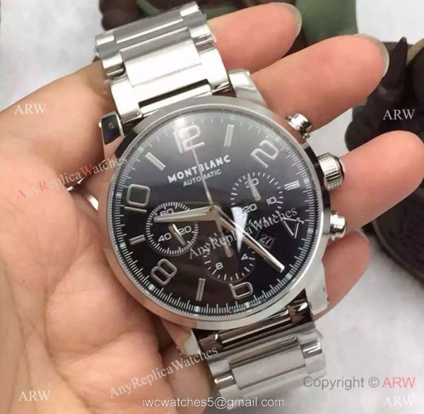 Swiss Grade Replica Montblanc Timewalker Chronograph Watch SS Black Dial Swiss Grade Replica Montblanc Timewalker Chronograph Watch SS Black Dial