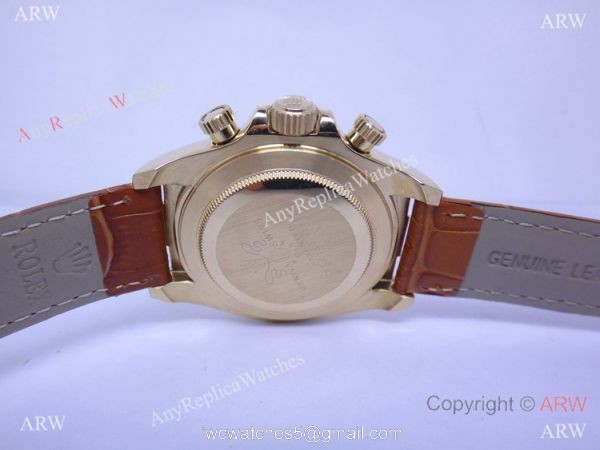 Rolex Daytona White Face Gold Case Brown Leather Band Replica Watch Rolex Daytona White Face Gold Case Brown Leather Band Replica Watch