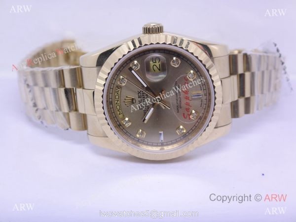 Rolex Day-date Watch Gold Diamond Marker Men Size Rolex Day-date Watch Gold Diamond Marker Men Size