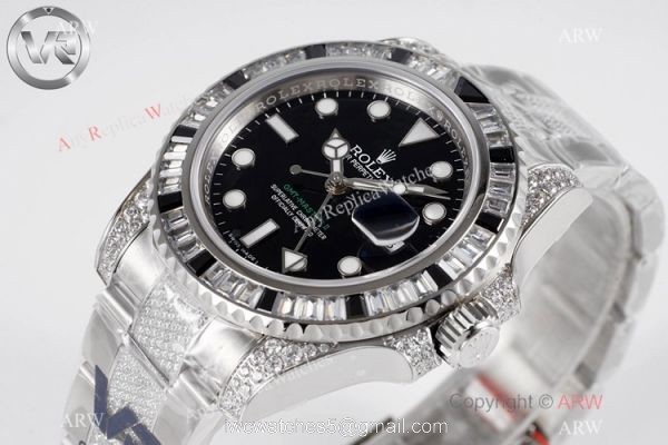 Best 1:1 Replica VR MAX Rolex GMT-Master II Black Sapphire Watch Diamond Band Best 1:1 Replica VR MAX Rolex GMT-Master II Black Sapphire Watch Diamond Band