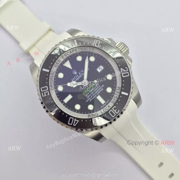 NEW Upgraded Rolex Deepsea 44mm Replica Watch White Rubber Strap NEW Upgraded Rolex Deepsea 44mm Replica Watch White Rubber Strap