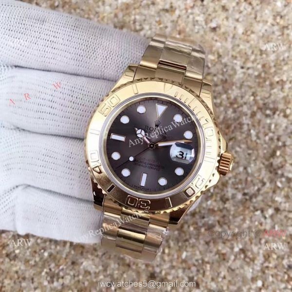 Swiss Replica Rolex Yachtmaster 3135 Watch Yellow Gold Gray Dial Swiss Replica Rolex Yachtmaster 3135 Watch Yellow Gold Gray Dial