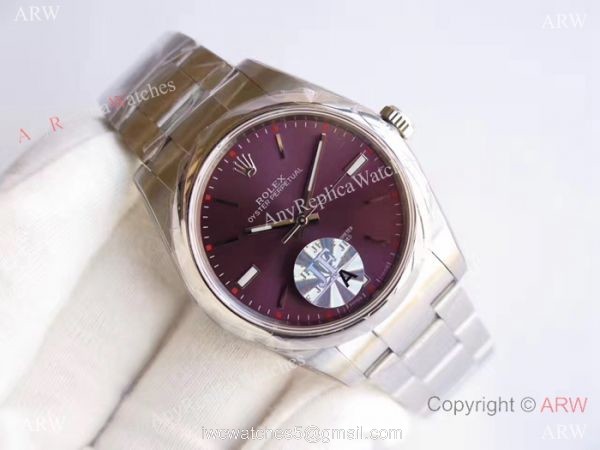 Replica Rolex Oyster Perpetual New Red Grape Dial Stainless Steel Swiss 3132 Watch JF Factory Replica Rolex Oyster Perpetual New Red Grape Dial Stainless Steel Swiss 3132 Watch JF Factory