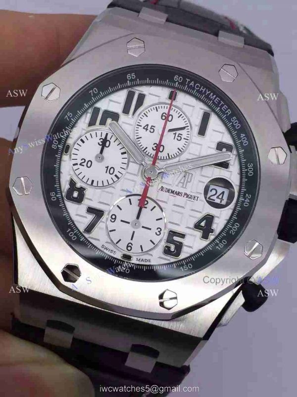 Swiss Audemars Piguet Pride of Mexico Replica Watch SS White Chronograph Black Leather Swiss Audemars Piguet Pride of Mexico Replica Watch SS White Chronograph Black Leather