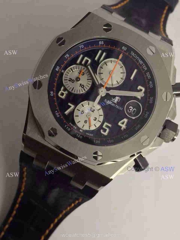 Swiss Knockoff Audemars Piguet Watch SS Blue Dial Blue Leather Swiss Knockoff Audemars Piguet Watch SS Blue Dial Blue Leather
