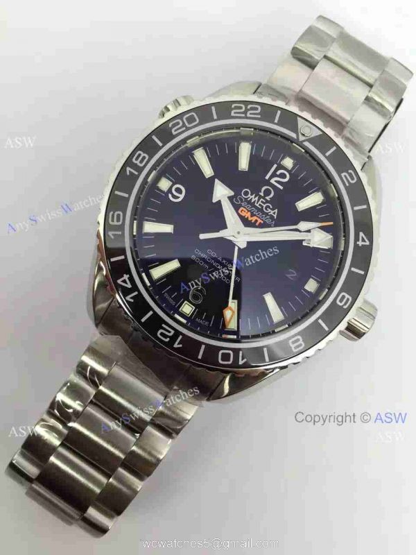 Knockoff Swiss Omega Seamaster GMT Watch Black Dial / Gray Arabic Knockoff Swiss Omega Seamaster GMT Watch Black Dial / Gray Arabic
