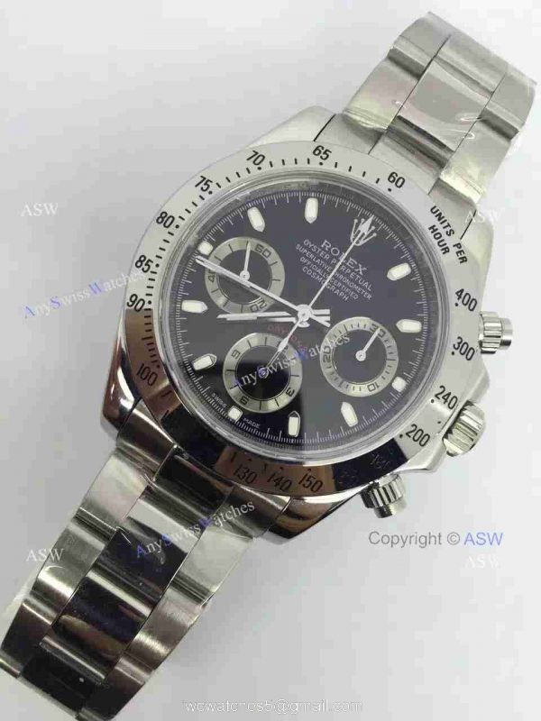 Replica Swiss Rolex Valjoux 7750 Daytona Watch Stainless steel Black Dial Replica Swiss Rolex Valjoux 7750 Daytona Watch Stainless steel Black Dial
