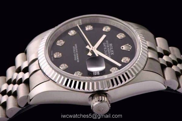 ROLEX DATEJUST SWISS ETA3135 WATCH BLACK DIAL DIAMOND MARKER ROLEX DATEJUST SWISS ETA3135 WATCH BLACK DIAL DIAMOND MARKER