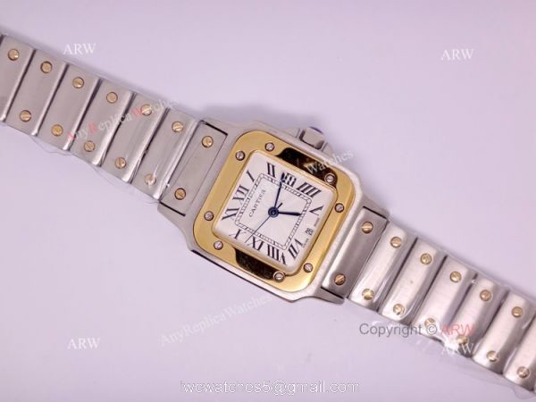 Replica 2-Tone Cartier Santos Mens Quartz Watch 29.5mm Replica 2-Tone Cartier Santos Mens Quartz Watch 29.5mm