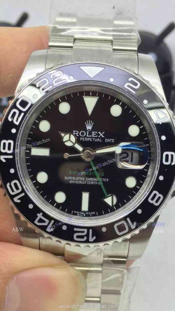 Swiss Fake Rolex GMT Master II Watch Black Dial Black Ceramics Swiss Fake Rolex GMT Master II Watch Black Dial Black Ceramics