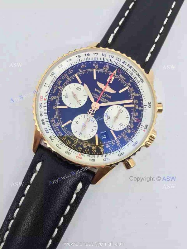 Swiss Replica Breitling 1884 Chronometre Navitimer Watch Rose Gold Case Black Dial Swiss Replica Breitling 1884 Chronometre Navitimer Watch Rose Gold Case Black Dial