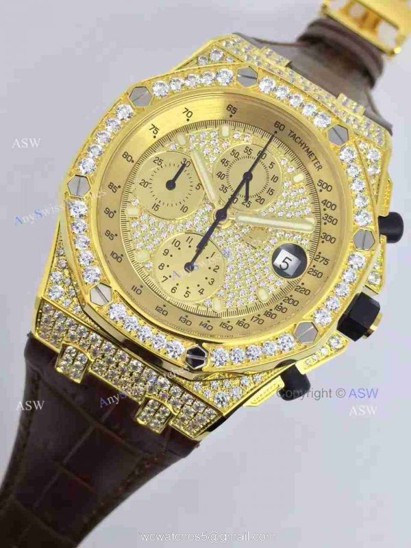 Swiss Copy Audemars Piguet Watch Yellow Case Diamond Dial / Diamond Case Swiss Copy Audemars Piguet Watch Yellow Case Diamond Dial / Diamond Case