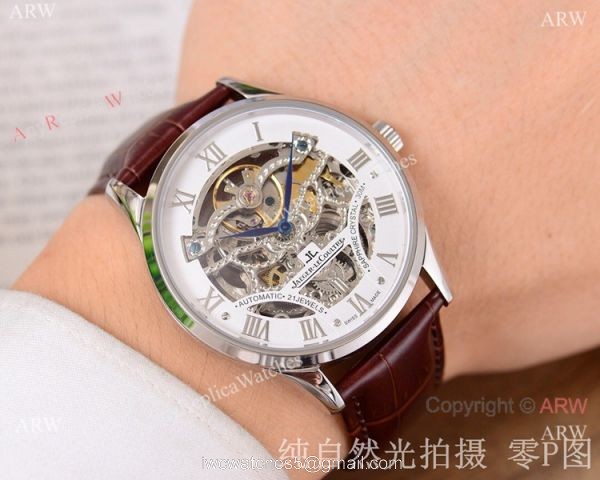 Jaeger-LeCoultre Yellow Gold Skeleton Copy Watch Brown Leather Strap Jaeger-LeCoultre Yellow Gold Skeleton Copy Watch Brown Leather Strap