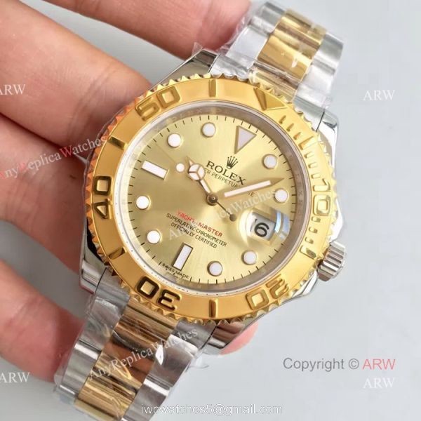 Swiss Copy Rolex Yacht-master ETA2836 Watch 2-Tone Gold Face Swiss Copy Rolex Yacht-master ETA2836 Watch 2-Tone Gold Face